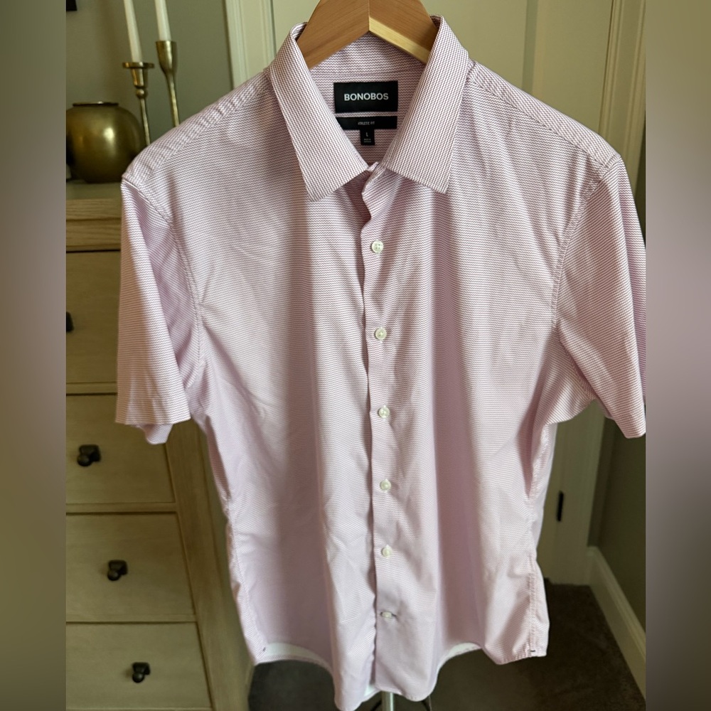 Bonobos Men's Light Pink Button Down Short Sleeve Shirt